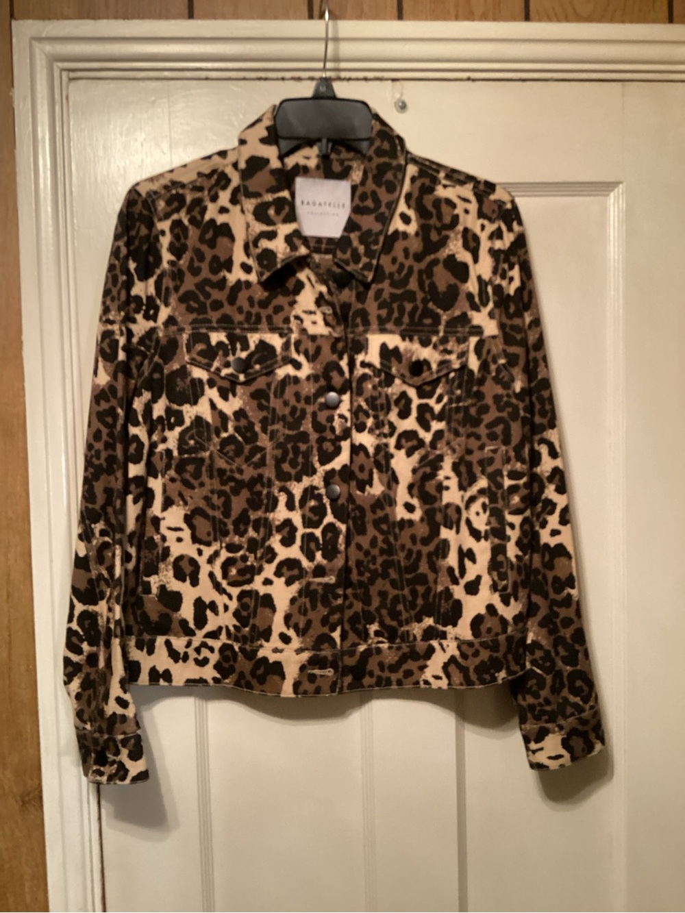 bagatelle Leopard Print Jean Jacket - Brown & Black
